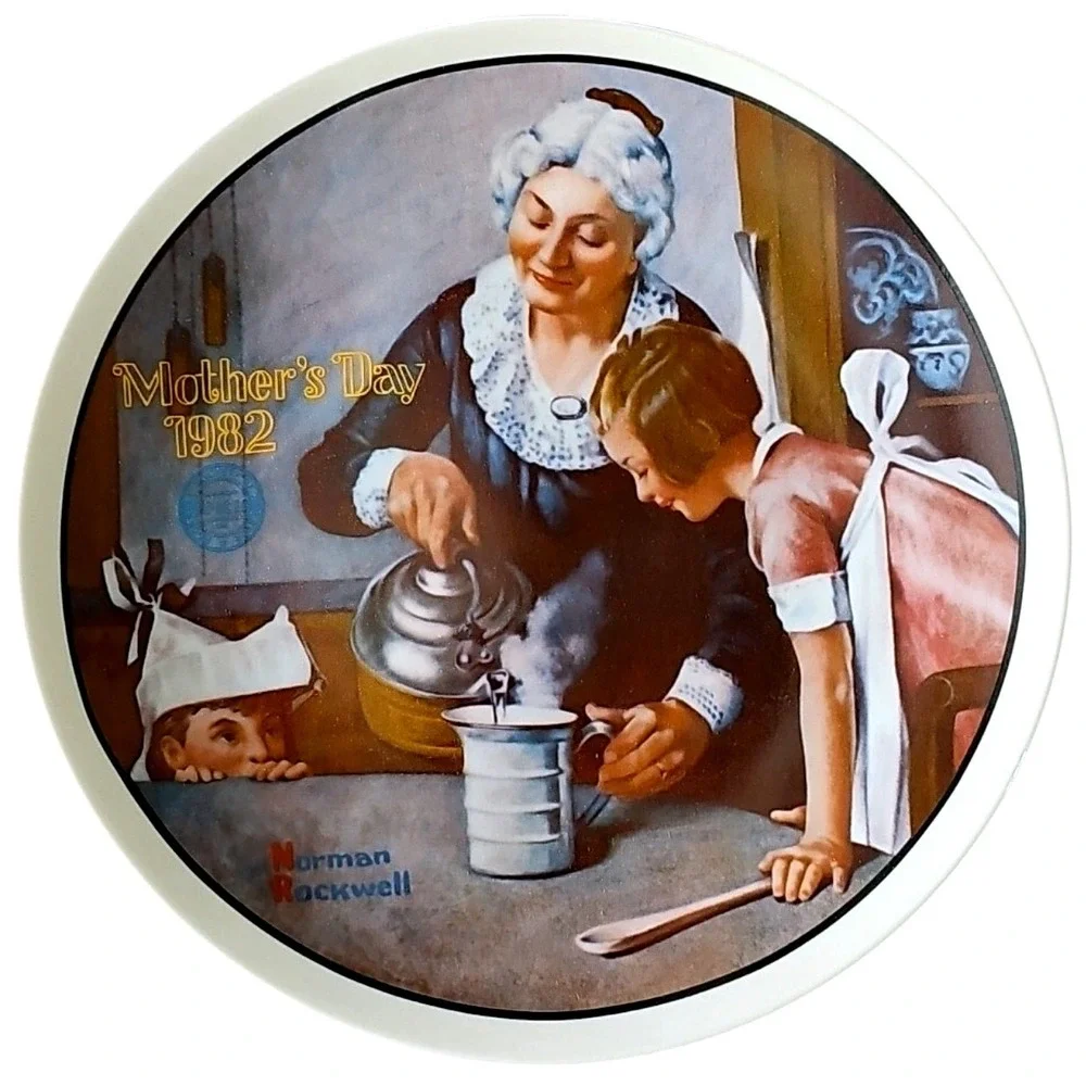 Norman‎ Rockwell Knowles Mothers Day Plates 81 82 Set After Party Cooking Lesson